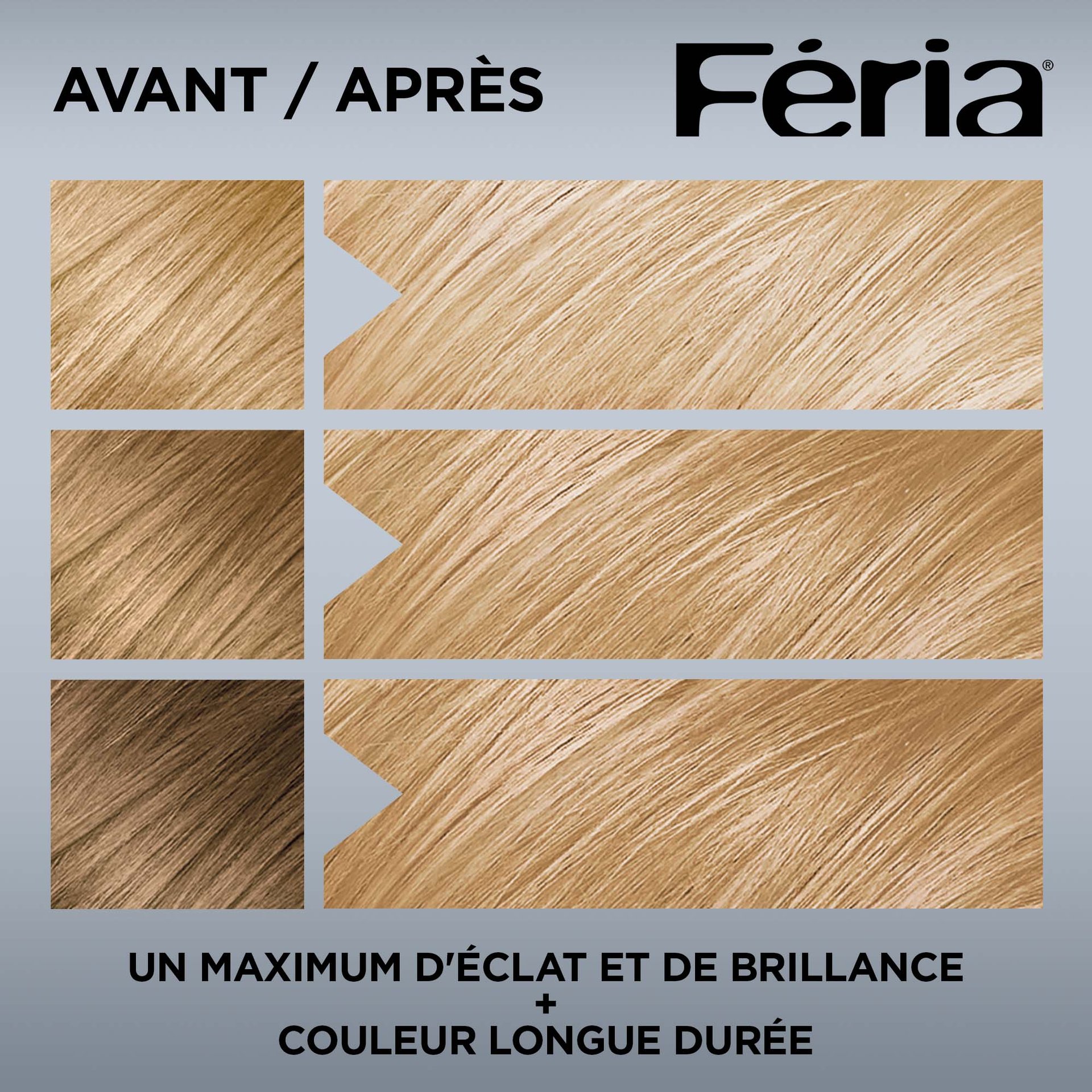 Avant et après la coloration Feria 100 Blond Naturel Très Clair